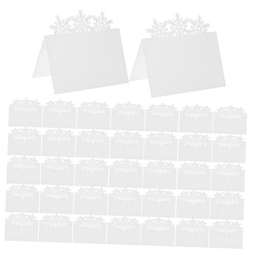 GRADENEVE 50個白紙クリスマス雪の結晶席札 テーブル名札 ホリデーパーティー用 手書き可能なテーブルネームカード 食事会や結婚式の席次表示