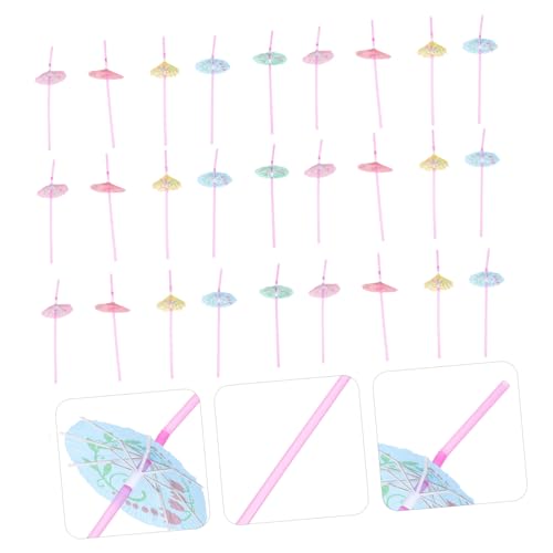 50 pitillos desechables coloridos con sombrilla de papel miniatura 6