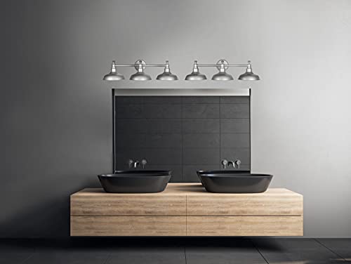 Image of Design House 520312 Kimball Industrial Farmhouse 3-Light Indoor Bathroom Vanity Light with Metal Shades for Over the Mirror, Galvanized Paint