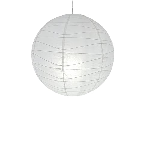 Image of Round Irregular Wave Design Paper Lampshade, Collapsible, Rice Paper, Green, for Living Room, Bedroom Decor, Gift (23.6inc(60cm)), White, HJ-Z1807WH