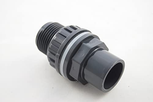 PVC Tankdurchführung für Regentonnen/Behälter | Klebemuffe und Aussengewinde | PN 10 | (Ø20/25mm x 3/4 Zoll) Grau