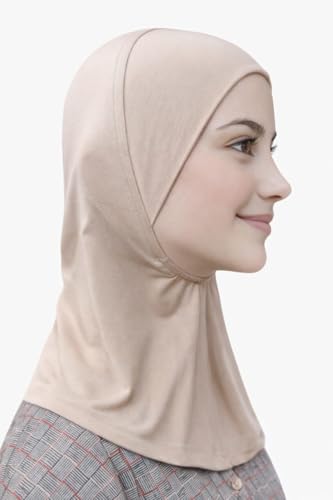 Image of TCP Women's Ninja Beige Jersey Cap, under scarf Neck Covering Hijab Tube cap Age 16+ years
