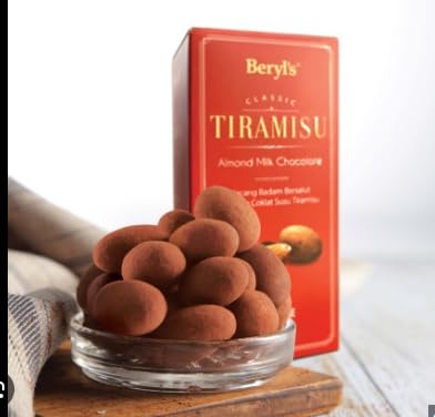 Image of Beryls Tiramisu Almond Milk Chocolate Bar 65g | Imported Premium Chocolate with Crunchy Almonds & Coffee Notes | Dessert-Inspired Treat | Ideal Gift | Pack of 1