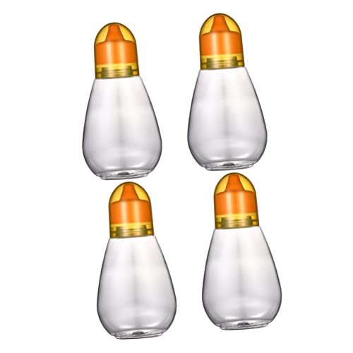 OUNONA 4Pcs Transparent Honey Bottle Capacity Plastic Storage Container with Lid for Honey Jam Bbq Sauce and Oil Portable Food Packaging for Home and Travel