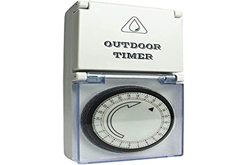 as - Schwabe - Temporizador mecánico de exterior 230 V /16 A - Toma de corriente Schuko con temporizador - Toma de corriente analógica con temporizador de exterior