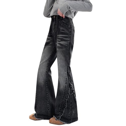 Flared Leggings for Girls Elastic High Waist Bell Bottom Denim Pants Kids Girls Y2k Jeans Wide Leg Fall Winter Jeans