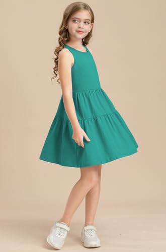 Girls Summer Midi Dress Sleeveless Back Detailed Tiered Sundress Vacation Beach 5-10 Years3