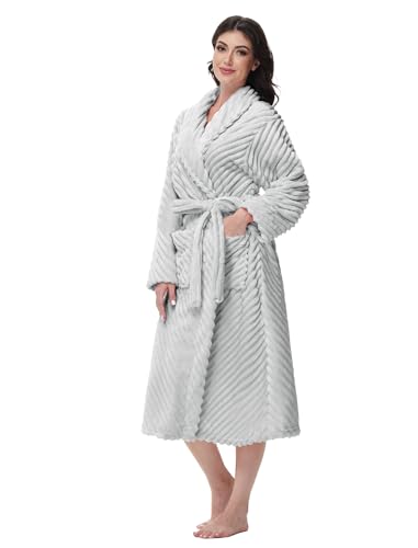 Yurhap Premium Robes for Women - Super Soft Cozy Fleece Womens Robe Plush Long Bathrobe
