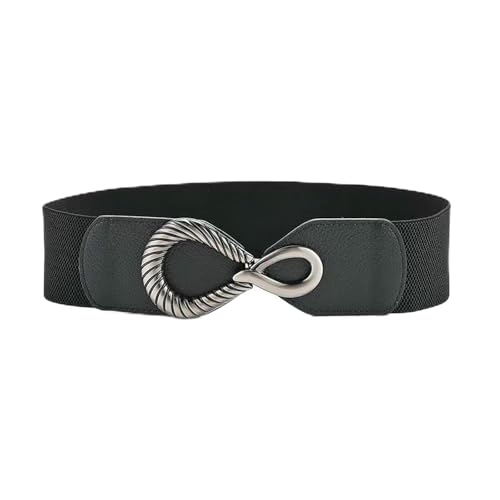Ceinture élastique femme avec boucle décorative élégante noire