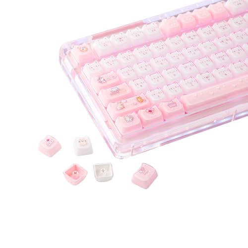 KiiBOOM Cute Cat Keycaps Set Mao Profile PBT/PC Keycap for MX Switches Mechanical Keyboard Compatible with 60% 65% 75% TKL 96% Full-Sized Layout (Mewsic)