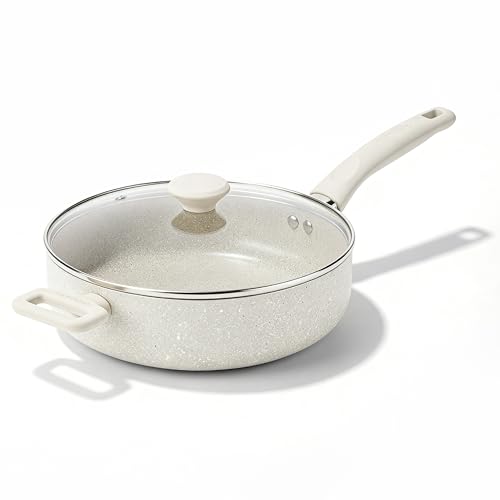 Image of Granitestone Desert Collection 4Qt Saute Pan with Lid, 12 Inch Deep Frying Pan with Lid, Large Family Sized Nonstick Skillet, All in One Pan, Oven and Dishwasher Safe