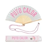 Fisura – Abanico original con mensaje en español o inglés. Abanico de madera moderno y colorido. Medidas: 42,5 x 23 cm. Materiales: Madera y textil. (Calor, gris)