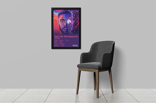 Image of BLINKART KidCudi - Man On The Moon III Wall Photo Frames | Wall Art for Bedroom, Living Room, Studio or Office | Album Cover Print with Spotify Song Link QR Code | Gift for Fans - 8x12 In