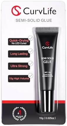 Curvlife Super Strong Nail Glue 15g for Press On Nails - Quick Drying, Semi Solid, Long Lasting, No UV Light Needed