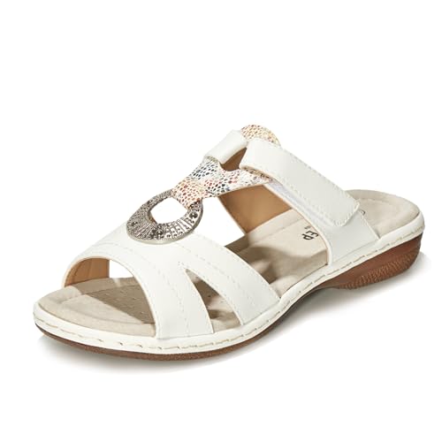 COLLECTION Women's Comfortable Low Wedge Slide Sandals – Dressy Slip-On with Soft Leather, Arch Support, Adjustable Straps & Memory Foam (Orthopedic Friendly)