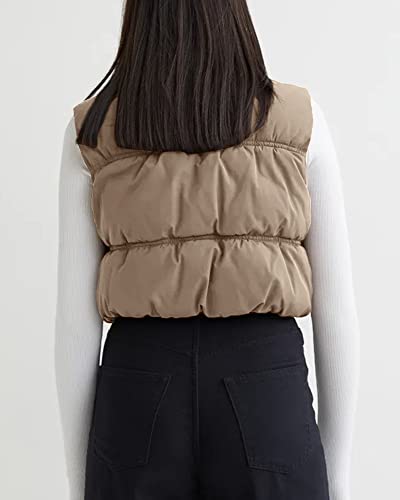 Image of SySea Women's Crop Puffer Vest Winter Zip Up Lightweight Sleeveless Warm Outerwear Padded Coat