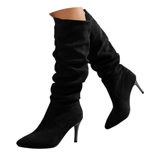 Onsoyours Bottes à Talons Hauts pour Femme Elégantes Confortable Sexy Botte Mode Casual Chaussures B Noir 40 EU