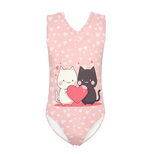 Image of Girls Cartoon Pattern One-Piece Swimsuits Sport Racer Swimwear Beach Bathing Suit, Size 5-14
