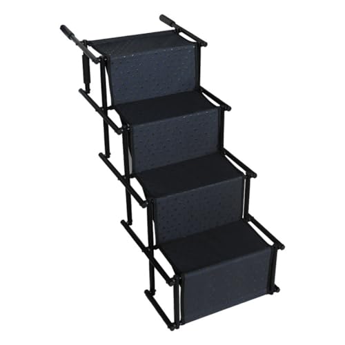 CYWOPVEQ犬 階段 ペットステップ 犬用踏み台 ペット階段 車乗り降り 折りたたみ ペットスロープ 耐荷重80kg 高さ調節可能 高齢犬 介護 ブラック 4段