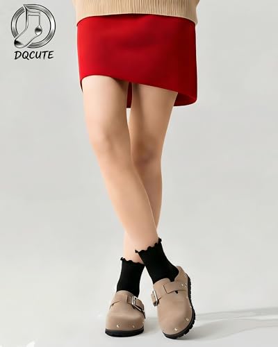 Image of DQCUTE Women's Ruffled Ankle Boot Socks - Soft Knit Cotton Lettuce Trim Crew Socks for Teen Women 6 Pairs