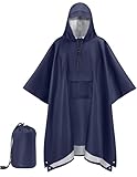 COOFANDY Hooded Rain Poncho for Adult With Pocket Waterproof Lightweight Raincoat Rain Gear Travel Hiking Camping Emergency