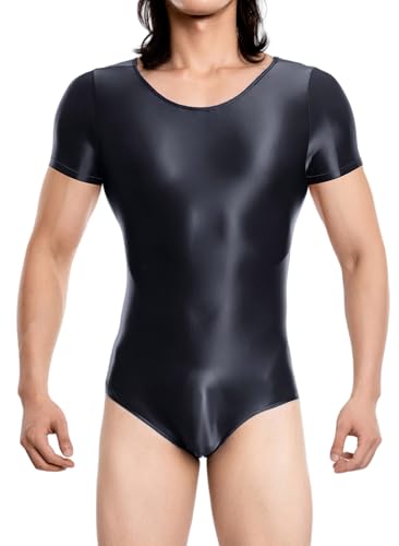 Justaucorps une pièce transparent et lisse à manches courtes FEOYA - Body brillant homme