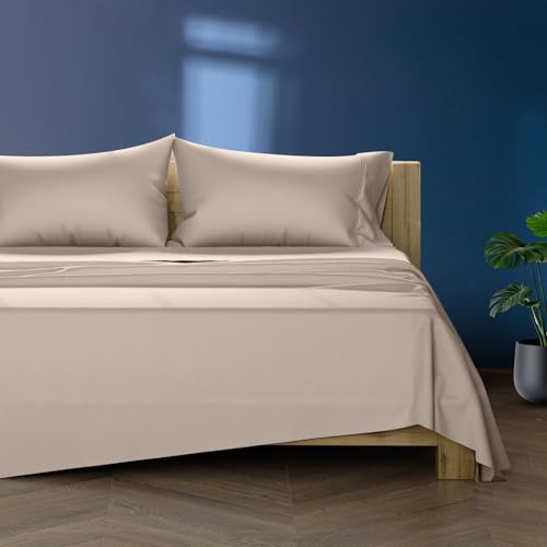 Image of TEXAS LINEN CO. 1000 Series California King Sheet Sets Cotton Bed, Taupe