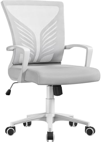 Yaheeetch Office Chair Mesh Chair with Wheels Desk Light Grey | C...