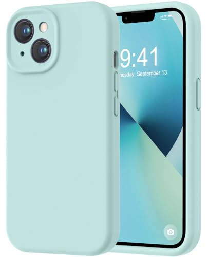 Image of LOVE 3000 Designed for iPhone 13 Case, Premium Silicone with [Camera Protection] [Soft Anti-Scratch Microfiber Lining] Shockproof Protective Phone Case for iPhone 13 Women Men Girls 6.1 inch, Mint