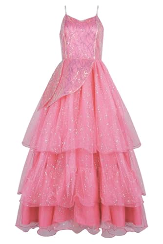JRCRIN Glinda Costume Dress Women Glinda Bubble Dress Good Witch Cosplay Pink Sleeveless Popular Dress Halloween Costume (Pink, XL)