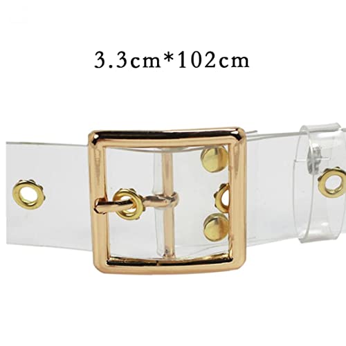 Clear Belt Women Waist Belts Resin Transparent Long Belt Ladies Dress Band Belt with Gold Round Buckle, 102cm3