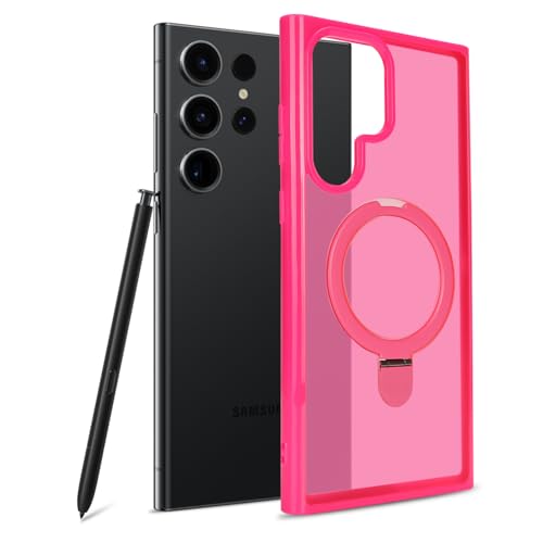 Image of Cavor for Samsung Galaxy S23 Ultra Case, Compatible with Magsafe, Rose red | Galaxy S23 Ultra Phone Case with Stand Magnetic, Shockproof Slim Protective Cases for Women Men