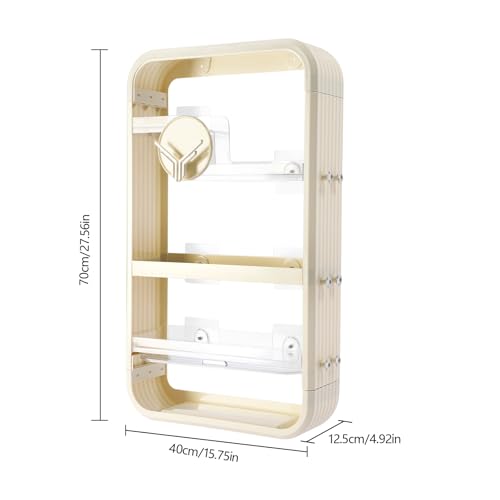 Giciashop Makeup Organizer,Wall Mounted Makeup Organizer with 4 Compartments,Makeup Shelf Organizer for Bathrooms,Bedrooms,Living Rooms(Beige,15.75 x 4.88 x 27.56in)