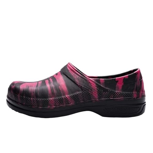 EKalgretrA Zapatos De Chef Antideslizantes para Hombre Zapatos de Chef EVA Antideslizantes, Impermeables y Resistentes al Aceite, for Cocina, Planos, for Hotel Restaurante(Black Red,38 EU)