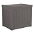 Suncast 22-Gallon Small Deck Box - Lightweight Resin Indoor/Outdoor Storage Container and Seat for Patio Cushions and Gardening Tools - Store Items on Patio, Garage, Yard - Stone Gray, Made in the USA