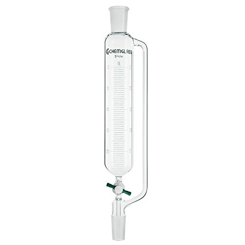Chemglass CG-1713-14 Series CG-1713 Addition Funnel with 2 mm PTFE Metering Stopcock, Graduated, 29/26 Joint Size, 295 mm Height, 125 mL