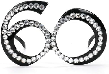 Miniatura 2 de Gafas de sol negras para cumpleaños número 60, montura de cristal del número 60, gafas de sol divertidas para disfraz, decoración de celebración,