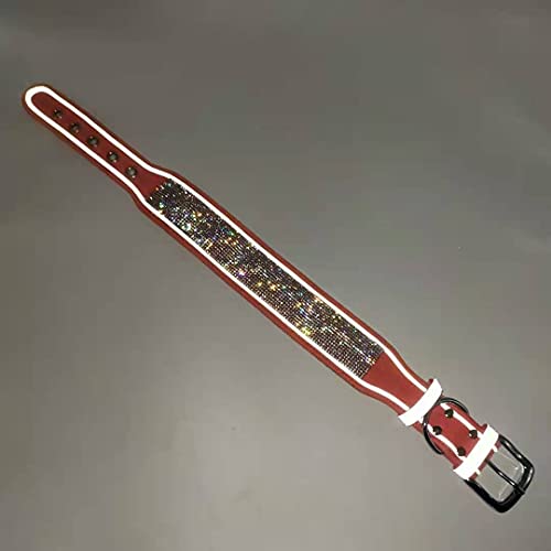 Haoyueer Rhinestone Dog Collar, Dazzling Sparkling Soft Suede Reflective Large Dog Collar Crystal Diamond Collar For Medium & Large Dogs (L:19-23", Navy) #TOP4