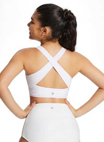 baleaf Women's Swim Bra Modest High Neck Bikini Tops Quick Dry UPF 50+Bathing Suit Sports Workout Removable Padded