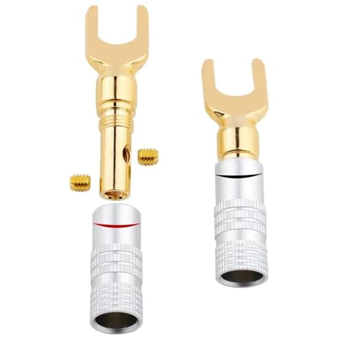 Conectores banana para eliminar ruidos en cable de audio con tornillo de pala 7