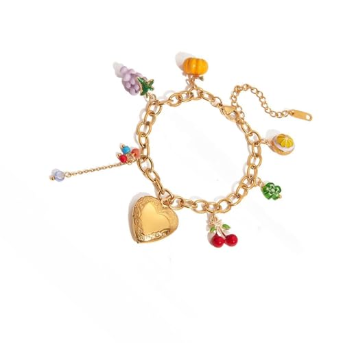 [�C���X�N] Fashionable Adjustable Simulated Fruit Stainless Steel Jewelry for Women Lightweight Stackable Everyday Wear Fashion Stac