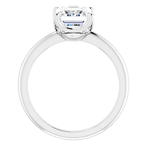 10K Solid White Gold Handmade Engagement Ring 2.0 CT Emerald Cut Moissanite Diamond Solitaire Wedding/Bridal Rings Set for Women/Her Propose Gift4