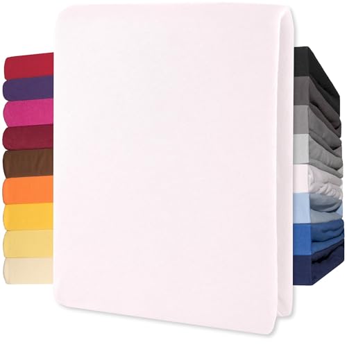 CelinaTex Jersey Topper Spannbettlaken Lucina 200x200-200x220cm Schnee weiß 100% Baumwolle gekämmt bis 12cm Matratzenhöhe Spannbettbezug, Leintuch,...