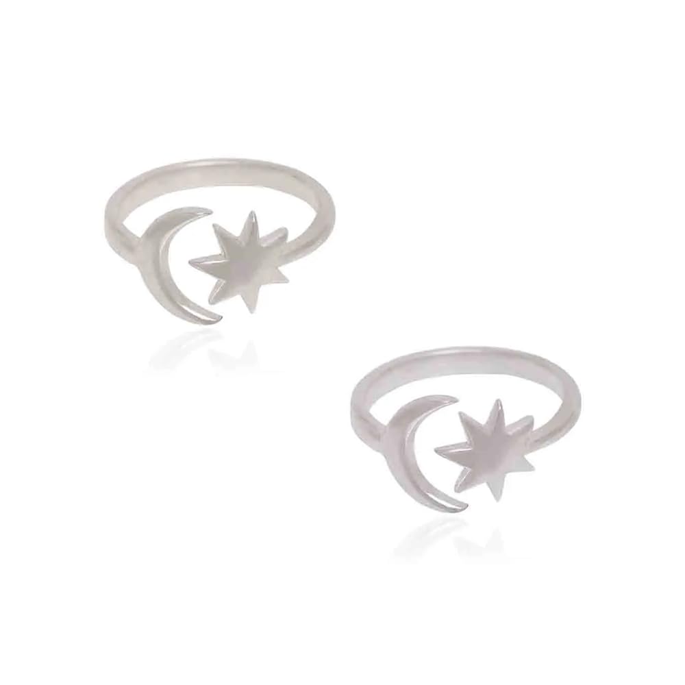 Silver Half Moon & Star Combo (Pair) For Women's Pure Silver 925, Sterling Silver Jewellery with Certificate of Authenticity & 925 Toe Rings for Women's Silver, God, Religion-image-20
