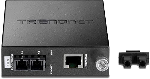 Image of TRENDnet Intelligent 1000Base-T to 1000Base-SX Multi-Mode SC Fiber Media Converter, Up to 550M (1800 ft), Fiber to Ethernet Converter, 2Gbps Switching Capacity, Lifetime Protection, Black, TFC-1000MSC