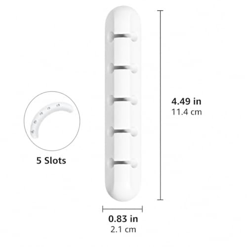 3PCS 5 Slots Organizador de Cables Blanco, Soporte para Gestión de Cables USB Debajo del Escritorio, Clips para Cables para Auto Hogar Oficina miniatura 2