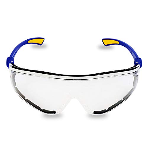 Foto von S&R Schutzbrillen Set, 2 bequeme Sicherheitsbrillen, COMFORT-Line, kratzfestes Polycarbonat, stoßfest, EN 166, verstellbare Bügel, transparent, EN 166, UV 400 Schutz, Schutzhülle, Tuch
