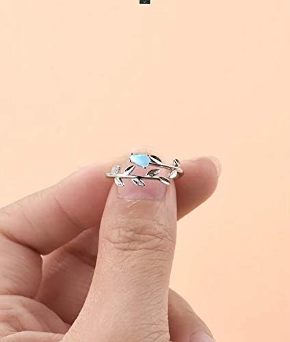 925 Sterling Silver Moonstone Ring Leaf Ring for Women Ring for Girl Finger Leaf Ring Christmas With Jewellery Box