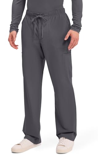 Cherokee Scrubs for Men Tapered Leg Cargo Scrub Pants with Zip Fly, 5 Pockets Elastic Waist 2-Way Stretch & Easy Care – WW190