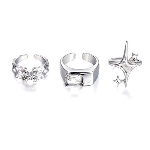 Star Rings For Women Teens Girls Y2k Silver Rings Adjustable Open Ring jewelry